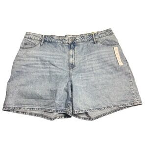 Ava & Viv Women Plus Size‎ 22 Light Wash High-Rise Relaxed Fit Midi Denim Shorts